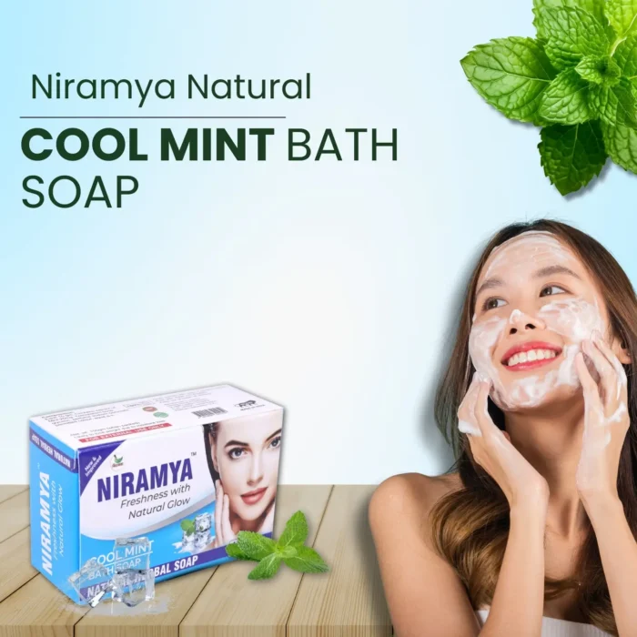 Niramya Herbal Cool Mint Natural Bath Soap - Image 2